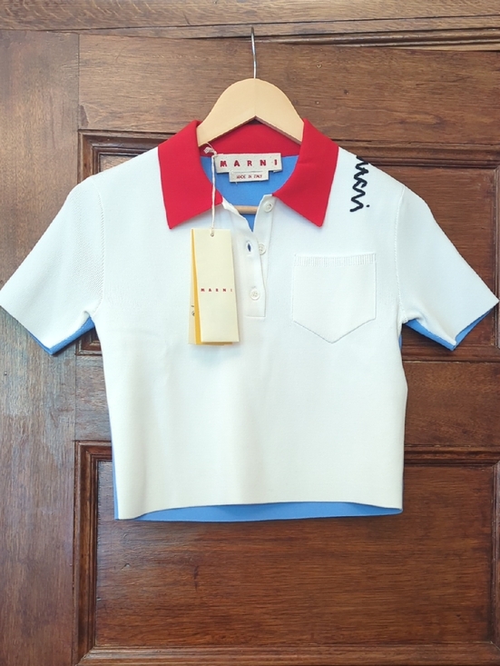 Marni Tops - NWT Marni Technical Viscose Contrast Polo Knit Top Blue Red Size XS IT 38